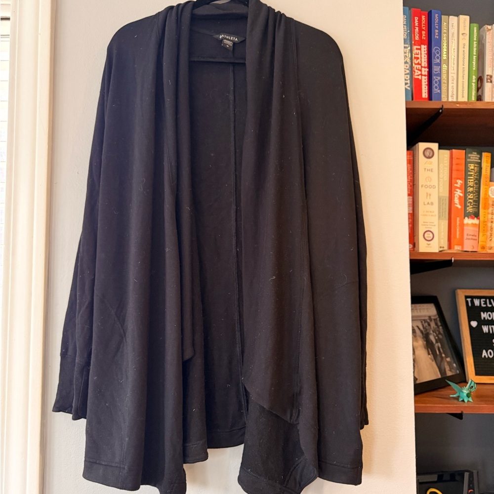 Athleta Black Open-Front Draped Cardigan